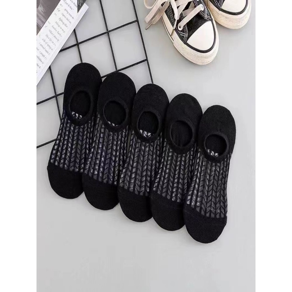 Senhoras meias verão malha meias verão estilo fino barco meias ar condicionado invisível boca rasa não cair Silicone res
