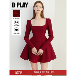 DPLAY novo estilo vestido vermelho feminino temperamento vestido de noiva francês saia manga longa saia curta outono 202