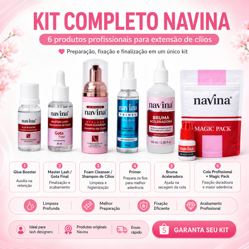 Kit Profissional Completo Navina - Cuidado Extensão De Cílios