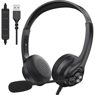Monster Voicelink 100 Headset com Fio para PC/Laptop, Fones de Ouvido com Microfone com Cancelamento de Ruído, Conexão U