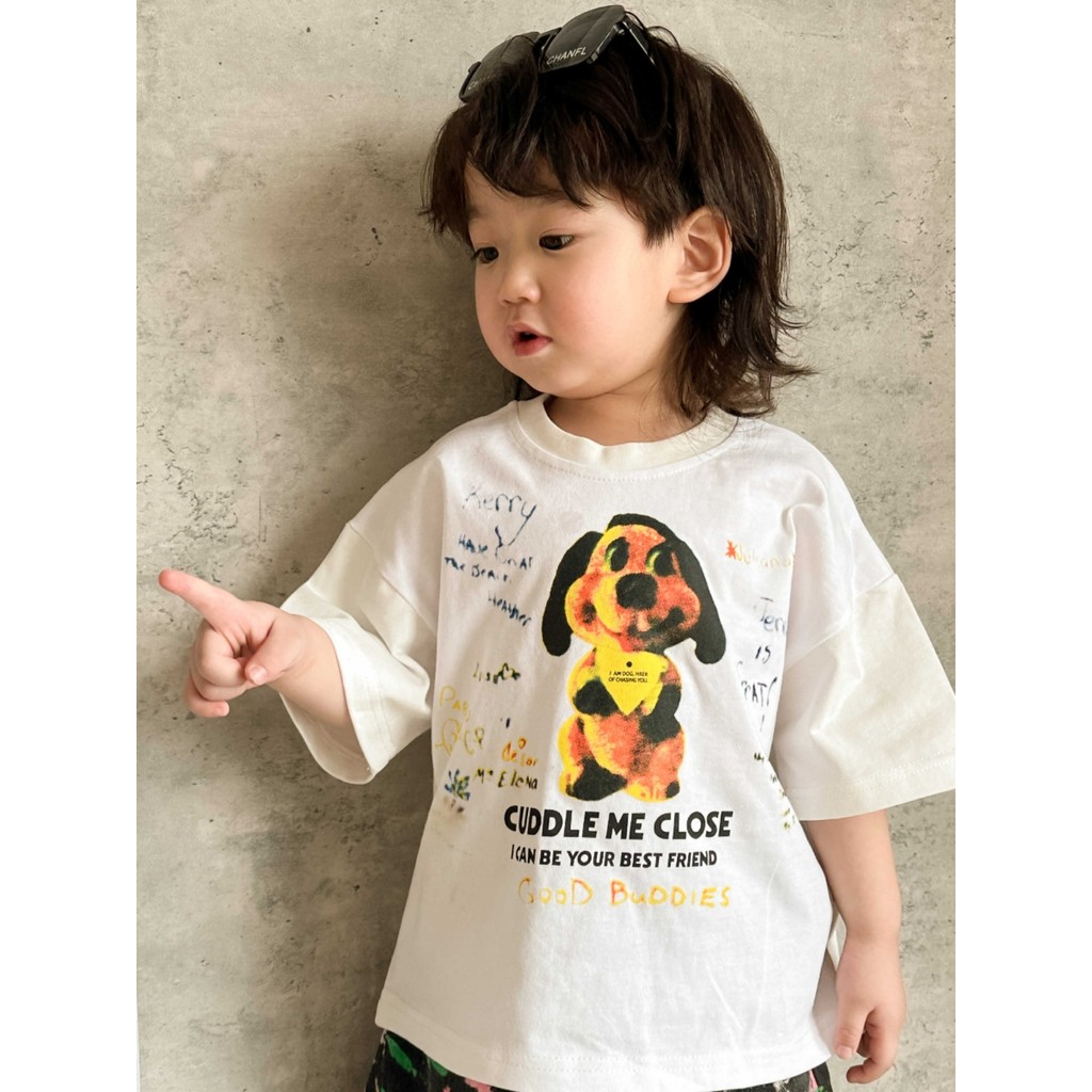 Versão coreana ins médio pequeno crianças camiseta de manga curta terno de algodão puro 2025 novo estilo bebê menina mei