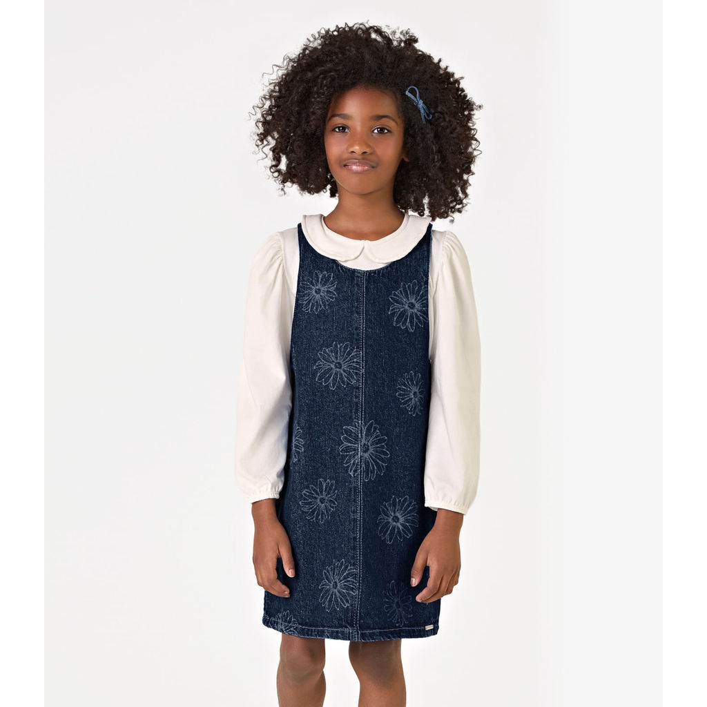 Conjunto Blusa Com Salopete Jeans Trick Nick Azul