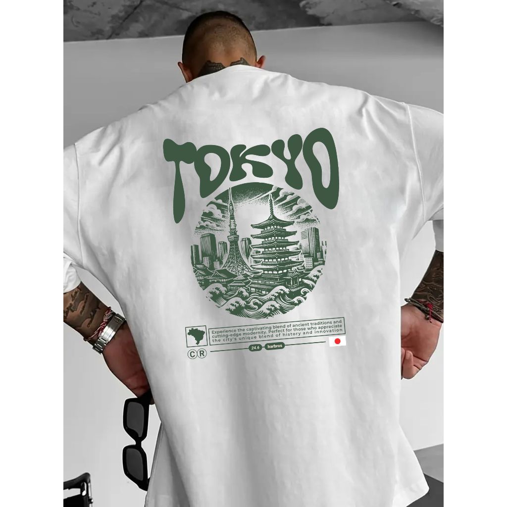 CAMISETA MASCULINO STREETWEAR TOKYO 100% ALGODÃO PREMIUM CASUAL ESTILOSA CAIMENTO PERFEITO