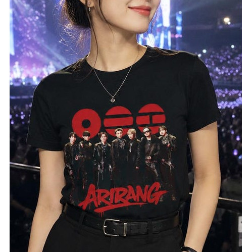 Camiseta Oversized Masculina Feminina BTS “Keep Swimming” Estilo Militar, Camiseta Kpop Streetwear com Arte de Grupo — imagem 2 de 2