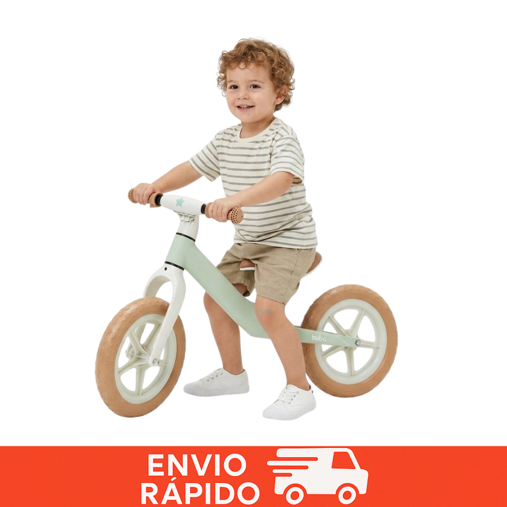 Bicicleta Equilíbrio Buba Sem Pedal 2 Rodas Emborrachadas Verde Menino Menina Desenvolvimento  Andador Para Criança