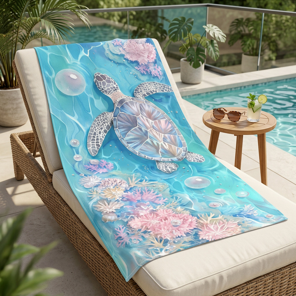 Toalha Infantil Gigante Banho e Praia Algodão Estampada Tartaruga Fundo do Mar Heróis Unicórnio