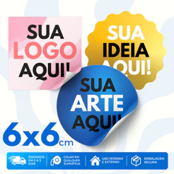 Etiquetas Adesivas 6x6 cm Personalizadas em Vinil à Prova D'água | Rótulos Adesivos Personalizados
