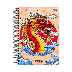 Caderno 20 Matéria Universitario Masculino 320 Folhas Flow - Jandaia MODELO:DRAGÃO