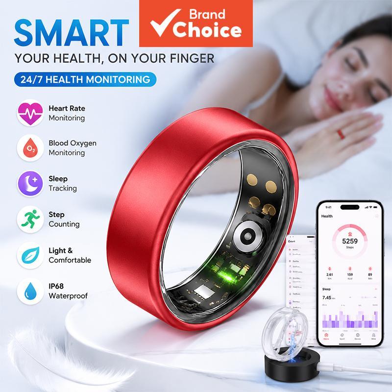 Anel Inteligente com Estojo de Carregamento, Anel Multicolorido para Homens e Mulheres, Monitoramento de Saúde do Sono,