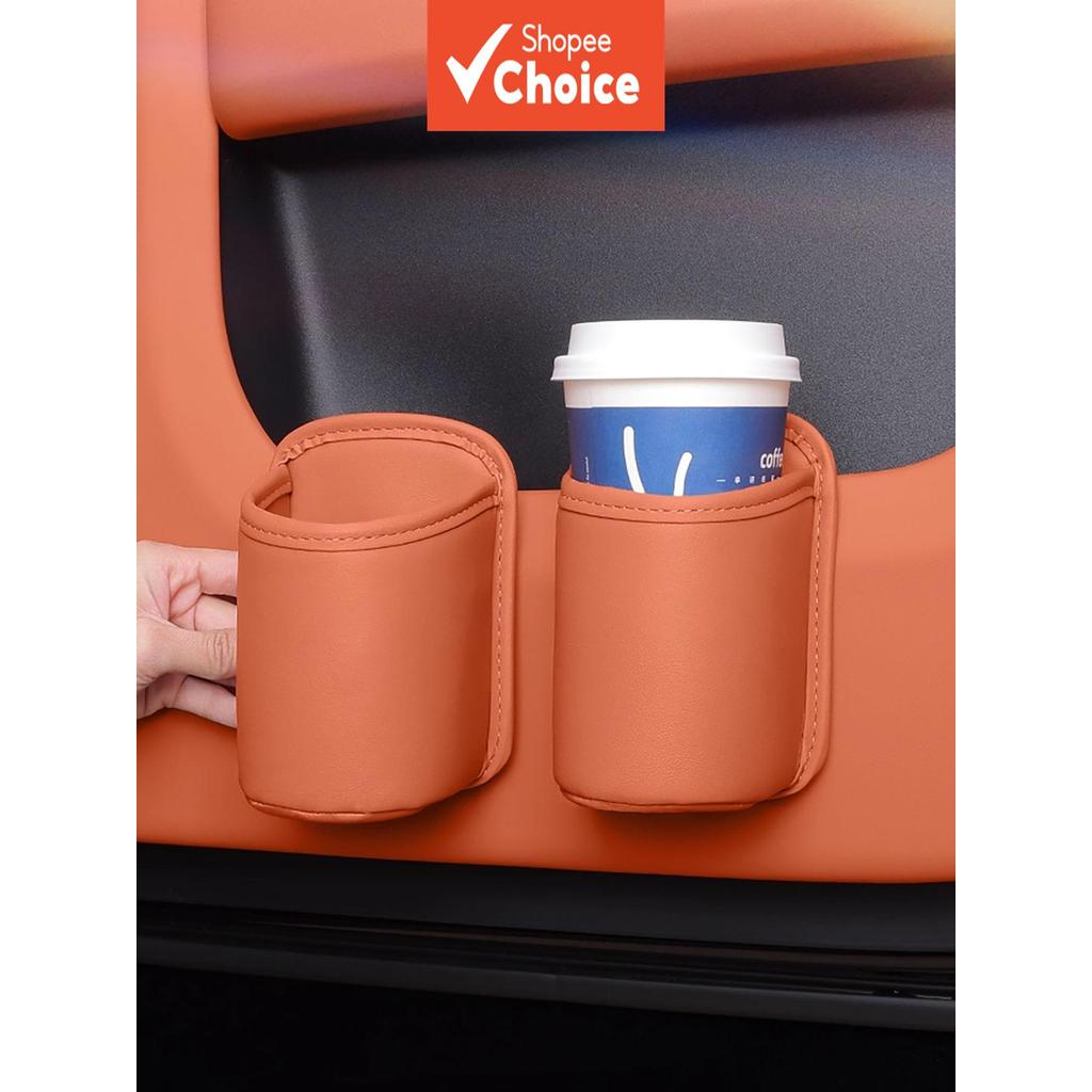 Para High-end Couro Do Plutônio Carro Suporte De Copo Organizador 2-Em-1 Armazenamento Bebidas Telefone Chaves Moedas