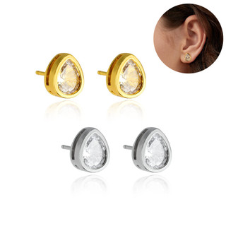 Brincos de lágrima de zircônia banhados a ouro 18k Brincos de pingente femininos antialérgicos requintados