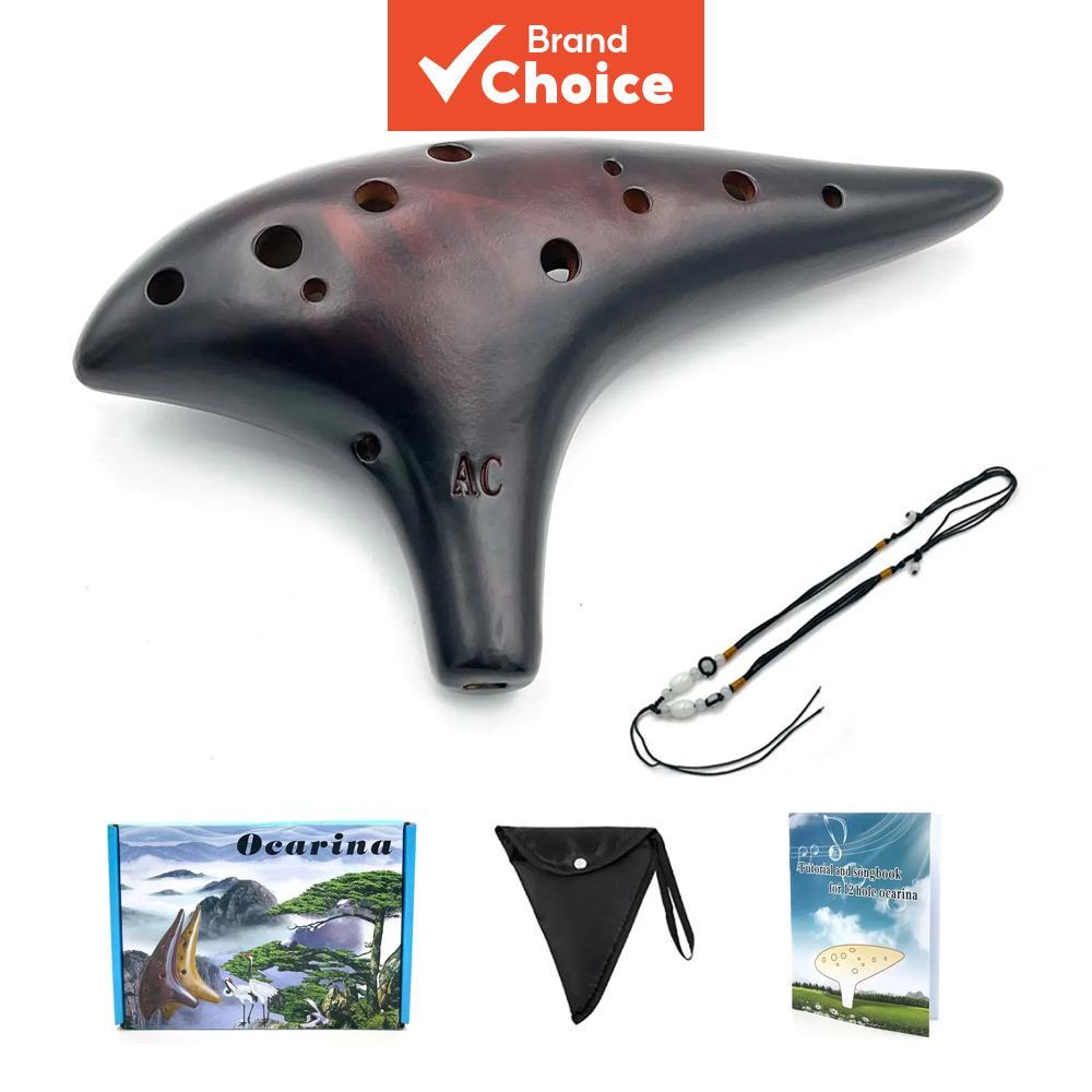 Retro Vermelho Escuro Marmorizado 12 Buracos Alto C Resina Ocarina Leve Instrumento De Vento Portátil Para Prática Inici