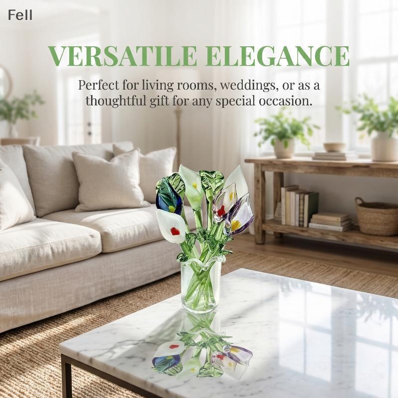 [Fel] Mini Estatueta De Flor De Vidro Decorativa Callalily Artesanal , Arte Soprada À Mão , Destaque Exclusivo Para Sala