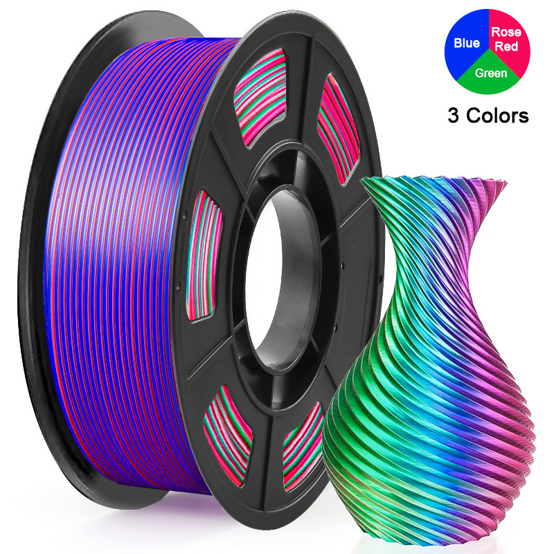 Filamento De Impressora 3D PLA De Seda Tricolor Impressão 3D Multicolorido De 1.75 Mm , 250g/0.55 Libras