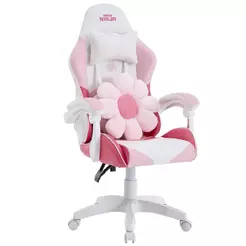 Cadeira Gamer Ninja Hana, Reclinável, Branca e Rosa, GN-CH-HNR0DPWL