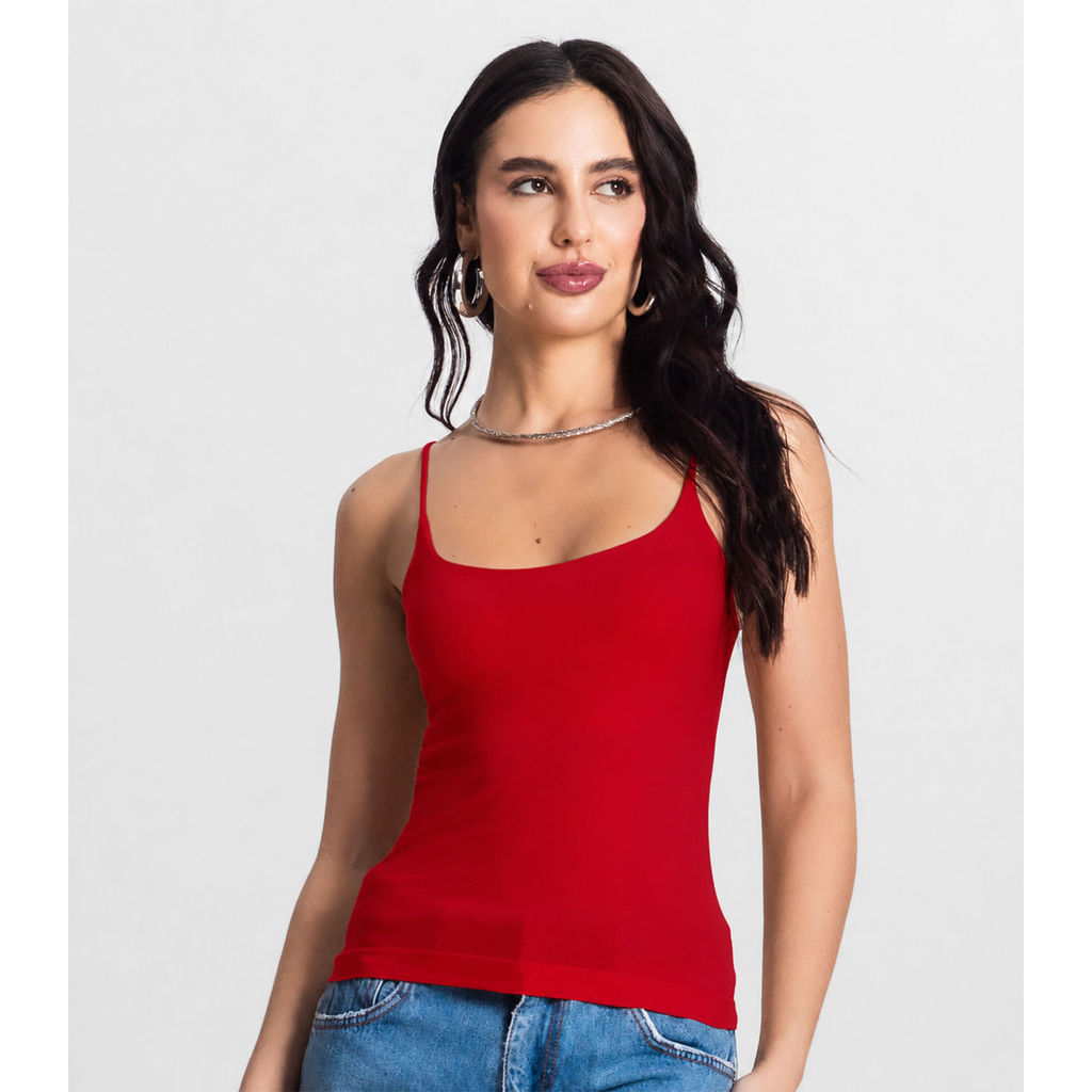 Blusa Feminina De Alça Poliamida Style Box Vermelho