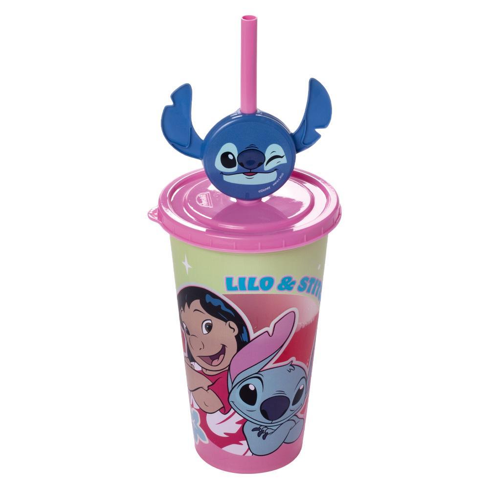 Copo Lilo Stitch Ohana Canudo Pin 500 ml Disney Plasútil