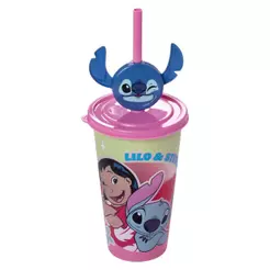 Copo Lilo Stitch Ohana Canudo Pin 500 ml Disney Plasútil