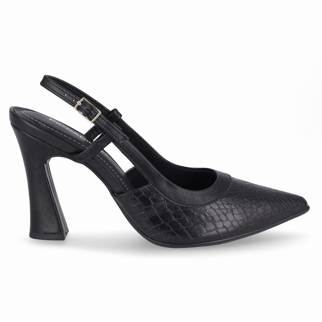 Slingback Silvana Salto Alto Preto