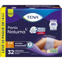 Roupa Íntima Descartável Tena Pants Noturna P/M Leve 32 Pague 28 Unidades