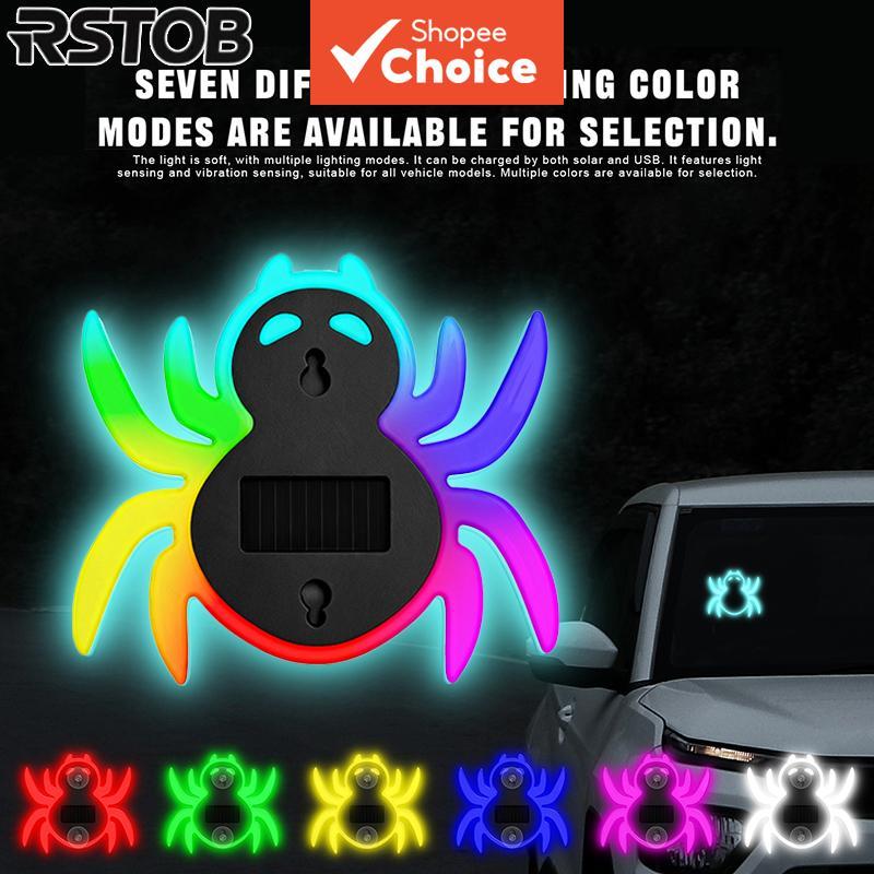 Rstob Carro Néon LED Lâmpada Ambiente Solar USB Recarregável Sem Fio Ventosa Respiração Atmosfera Luz