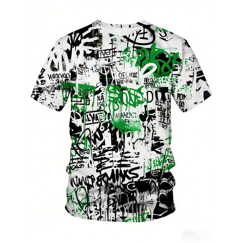 Impressão Digital - Camiseta masculina hip-hop hip-hop de manga curta estampada camiseta de manga curta - efeitos visuai