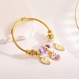 Europeu americano DIY frisado pulseira asas de anjo amor pulseira de aço inoxidável ajustável coruja pingente namorada m