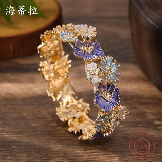 Cross-Border novo estilo esmalte cor Irregular flor Cluster pulseira elástica senhoras moda criativa flor liga de zinco 