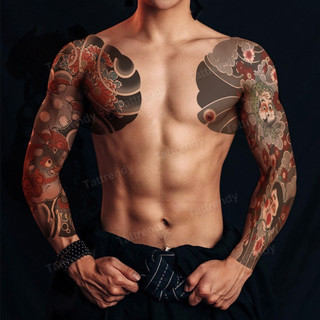 Modelo 2026, adesivo de tatuagem para braços e corpo, tamanho grande, à prova d'água, padrão de tigre, padrão de sol, mo