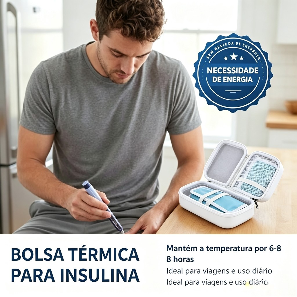 Estojo Térmico Case Portátil 24×12×5 Impermeável Caneta Emagrecedora Insulina Ampola Agulha Gel Térmico Case Térmico