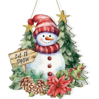 Guirlanda De Porta De Natal De Madeira Para Decorações Da Frente Sinais De Parede De Boneco De Neve , Feliz Cabide De Su