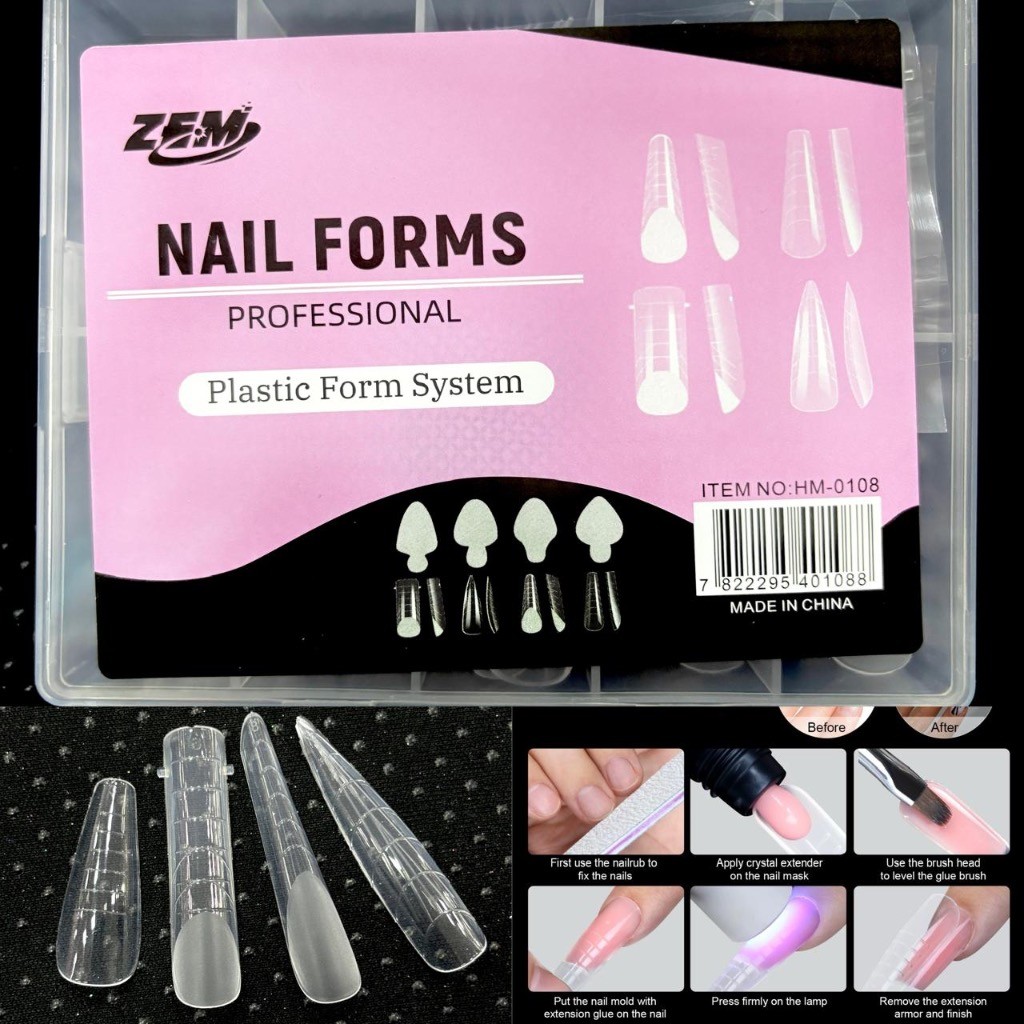 Molde Unha F1 Fan Nails  96pçs Dual Form E Reverso 4 Modelos+ Adesivo