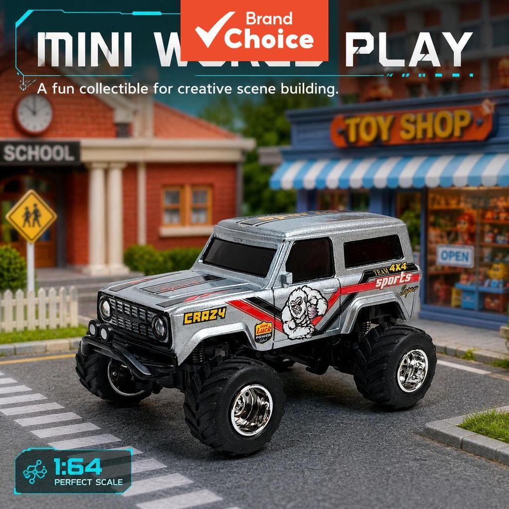 Mini caminhão RC 1:64 para brinquedo infantil. Faróis de LED realistas. Modos duplos de controle remoto. Suporte para