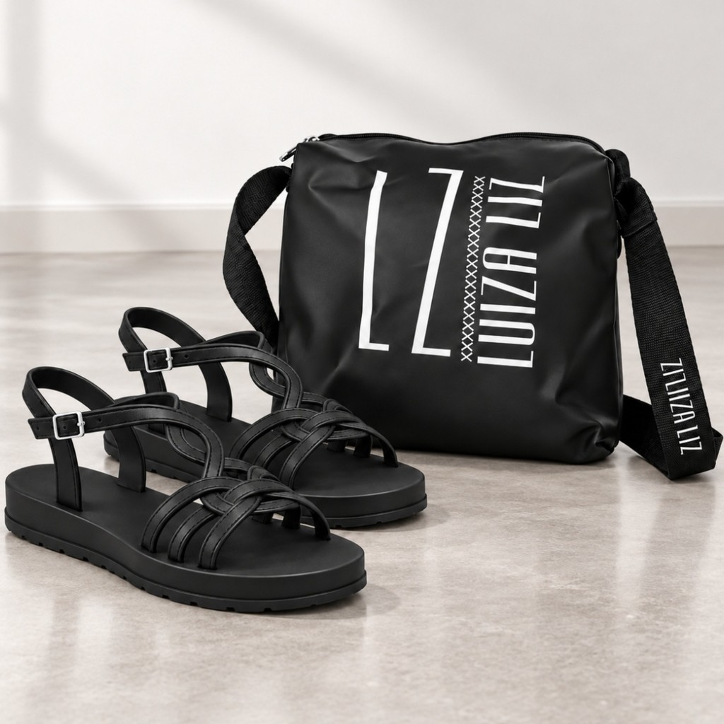 Kit Sandália Plataforma Bolsa Feminina Trançada Confortável Antiderrapante Leve Casual Numeração 33 ao 40