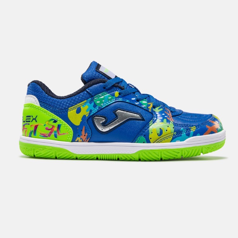 Chuteira de Futsal Joma Top Flex Infantil Azul e Verde