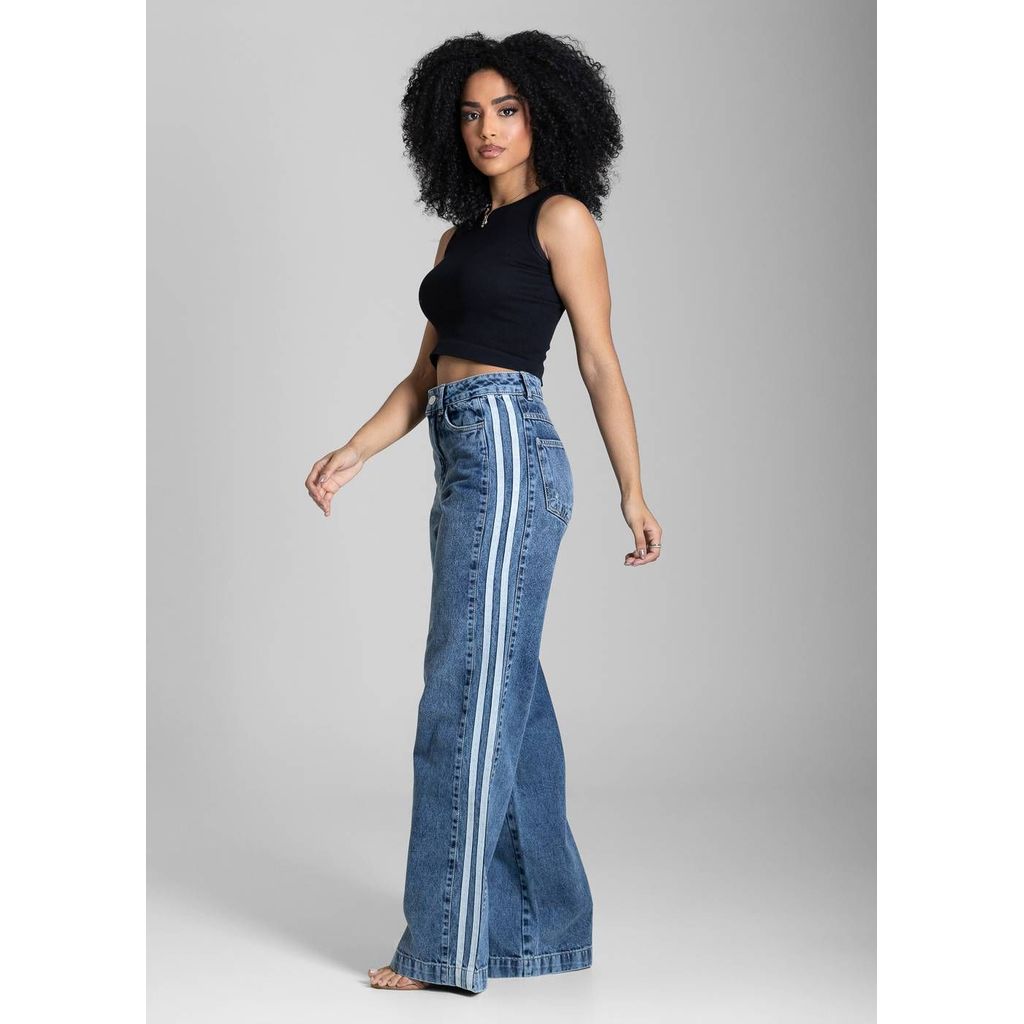 Calça Jeans Sawary Wide Leg Listras - 283835 — imagem 2 de 2