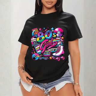 [Camiseta Premium em Algodão Puro]MIA Camiseta Feminina Anos 80 Feminina Casual Girl Dia a dia Moda Tendencia 100% Algod