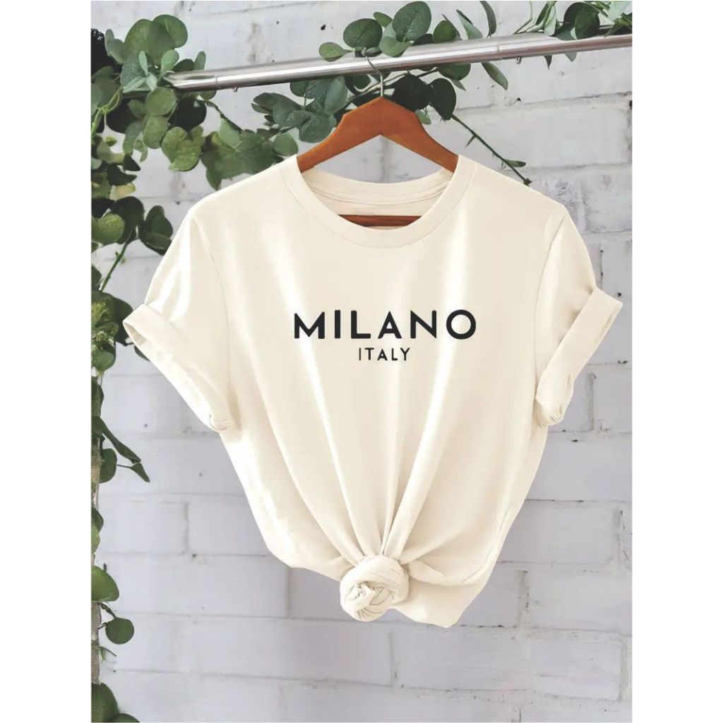Camiseta T-shirt Camisa Feminina Estampada Milano Casual 100%Algodão Confortável