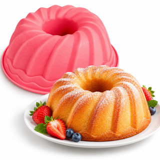 Forma Assadeira Redonda Silicone Grande para Pudim Bolo Sobremesa Gelada com Furo 23cm Anti aderente
