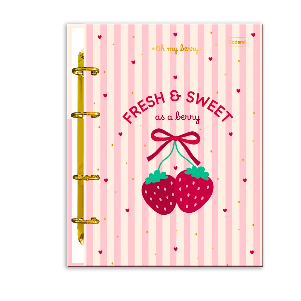 Caderno Argolado Colegial 80fls Oh My Berry - CADERSIL Capa:Listrado