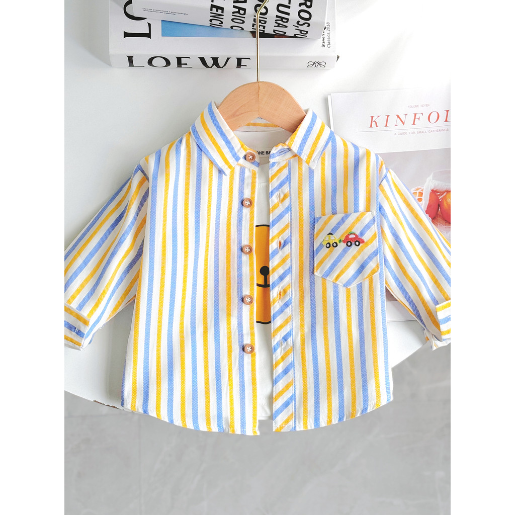 Meninos camisa listrada primavera outono camisa infantil bonito crianças jaqueta de manga comprida bebê moda topo roupas