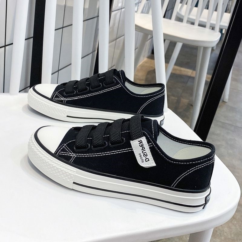 Moda Velcro sapatos de lona sapatos femininos novo estilo primavera outono moda All-Match pequenos tênis brancos tênis e