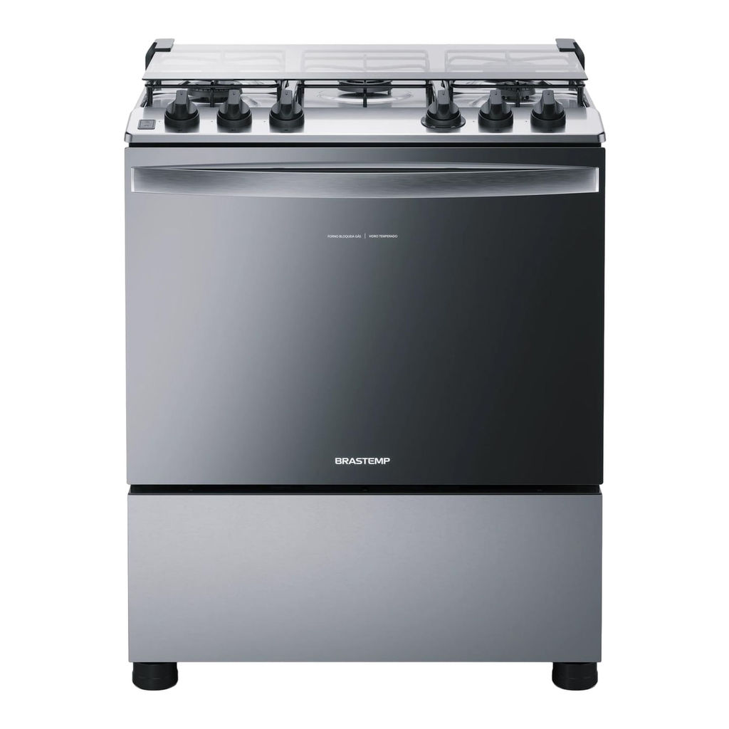 Fogão Brastemp 5 Bocas Cor Inox com Botões Removíveis e Exclusivo Aro Protetor - BFS5NCR