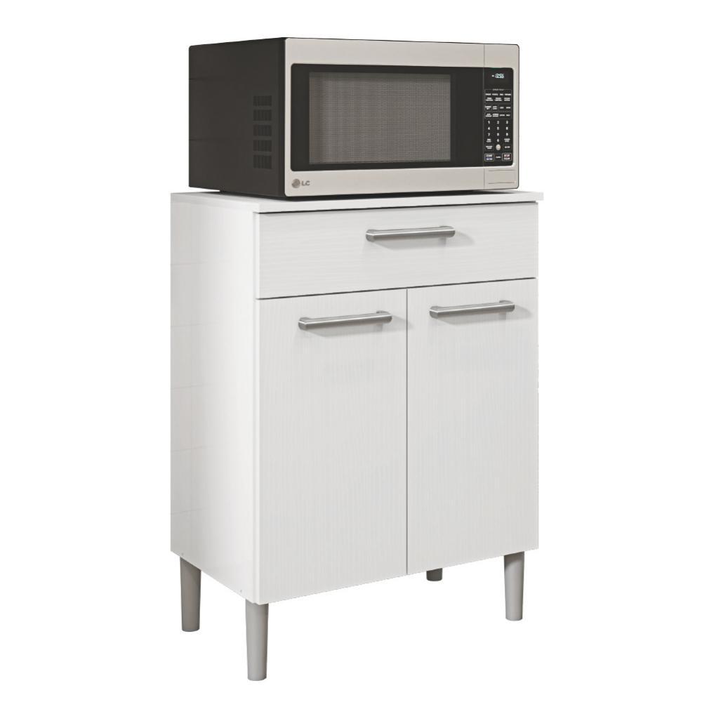 Armário de Cozinha Balcão Multiuso Para Micro Ondas Com Gaveta Diamante Branco Kit's Paraná