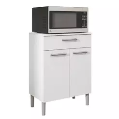 Armário de Cozinha Balcão Multiuso Para Micro Ondas Com Gaveta Diamante Branco Kit's Paraná