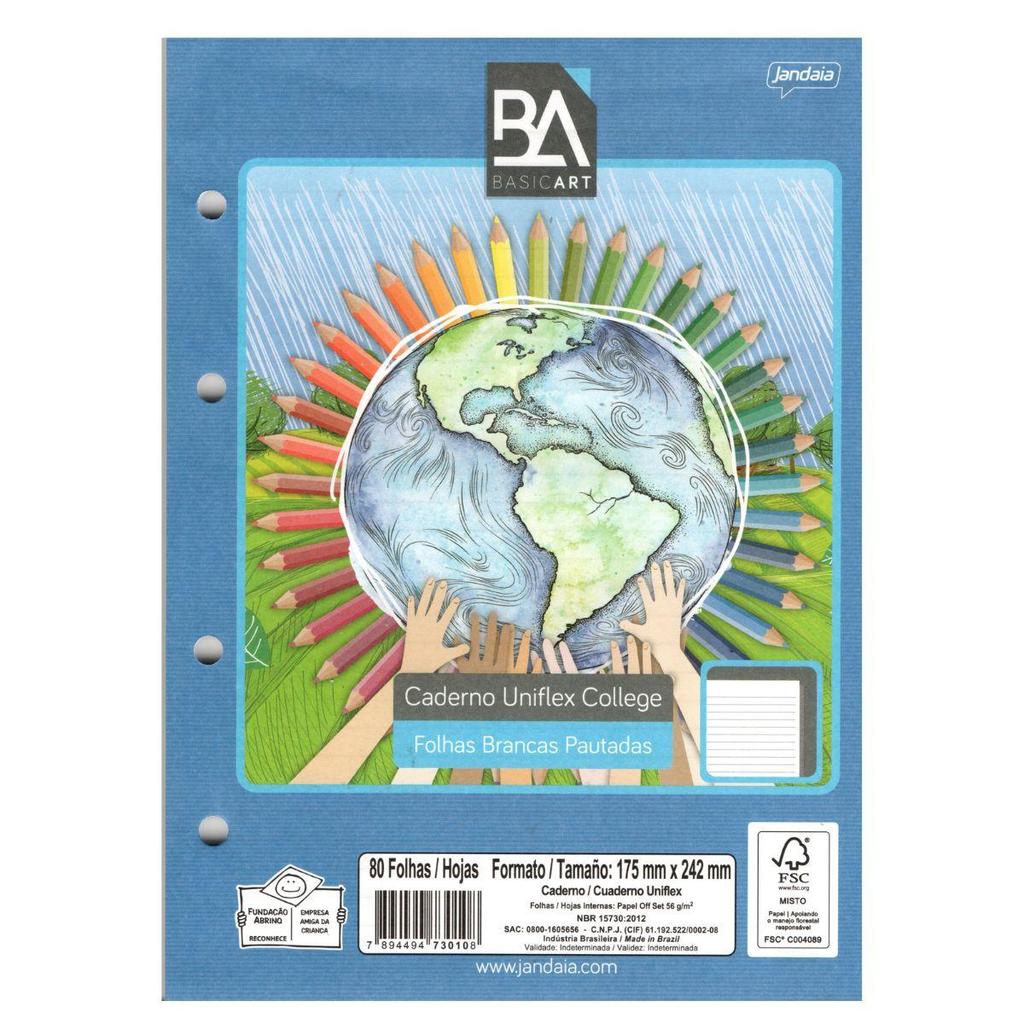 Refil Para Caderno Argolado Colegial 80 Folhas 56g/m² - JANDAIA