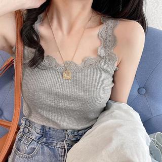 [Venda com desconto por tempo limitado] Novo estilo de camisola de renda doce, versão coreana, roupa externa Slim fit, s