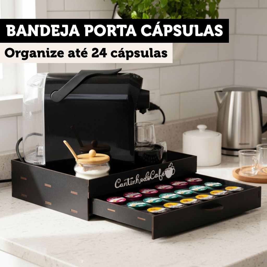 Bandeja Para Cafeteira Porta 24 Cápsulas Apoio Cantinho do Café Base Organizadora Para Máquina Café
