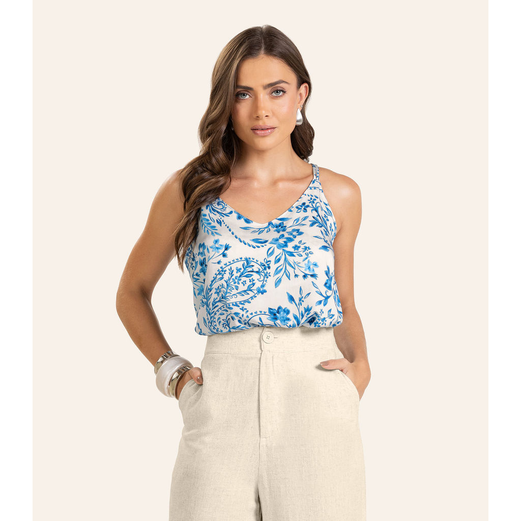 Blusa de Alça Viscose Khyara Feminina Endless Bege