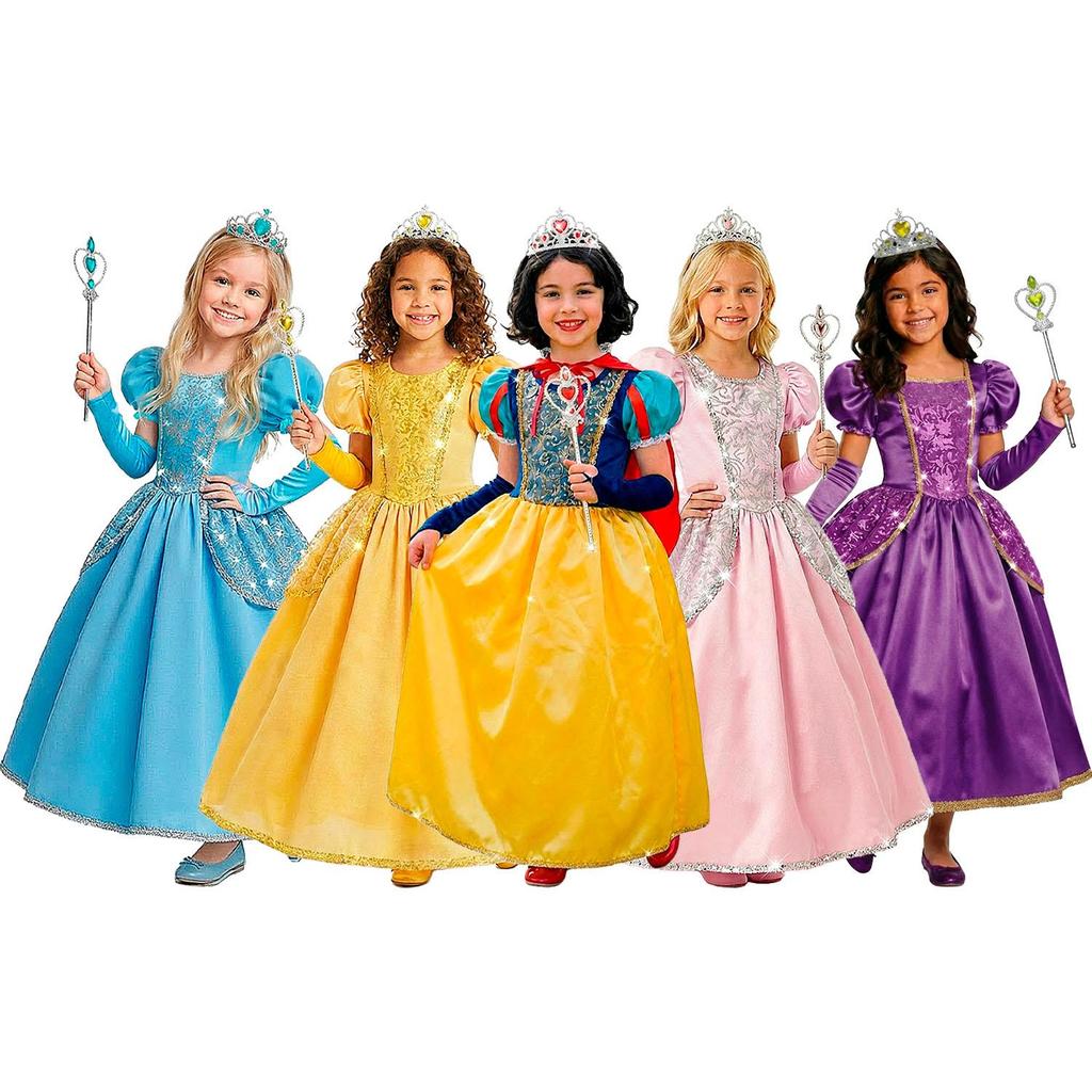 Fantasia Branca de Neve Infantil Luxo pra Menina Com Capa Luvas Tiara E Varinha